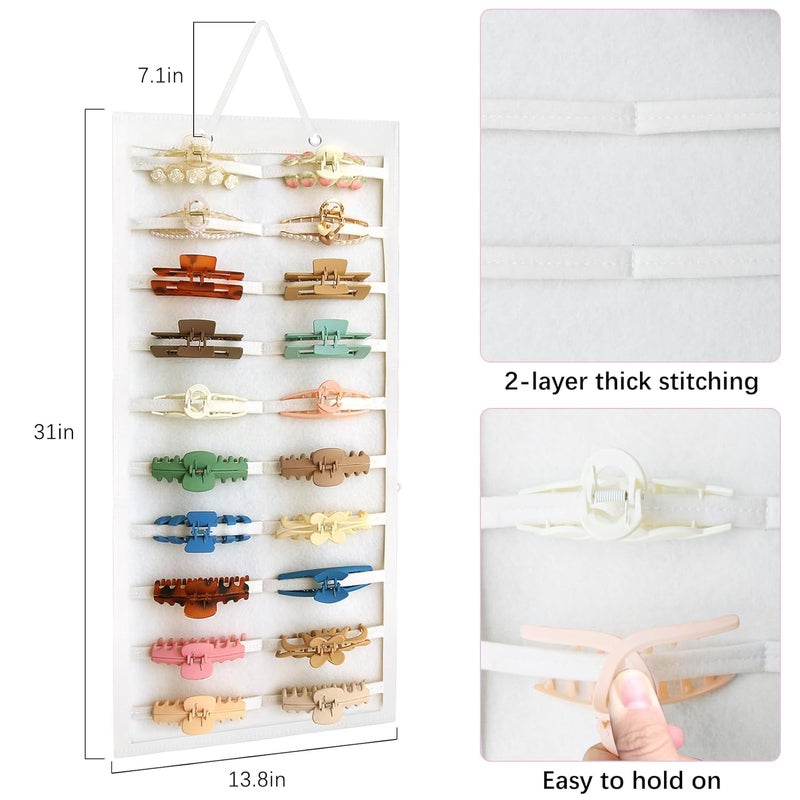 SMUK Claw Clip Organizer for Women, Hanging Mount Hair Clips Holder Organizer for Girls, Hair Bow Claw Clip Stand Storage for Wall, Door, Closet - Image 2